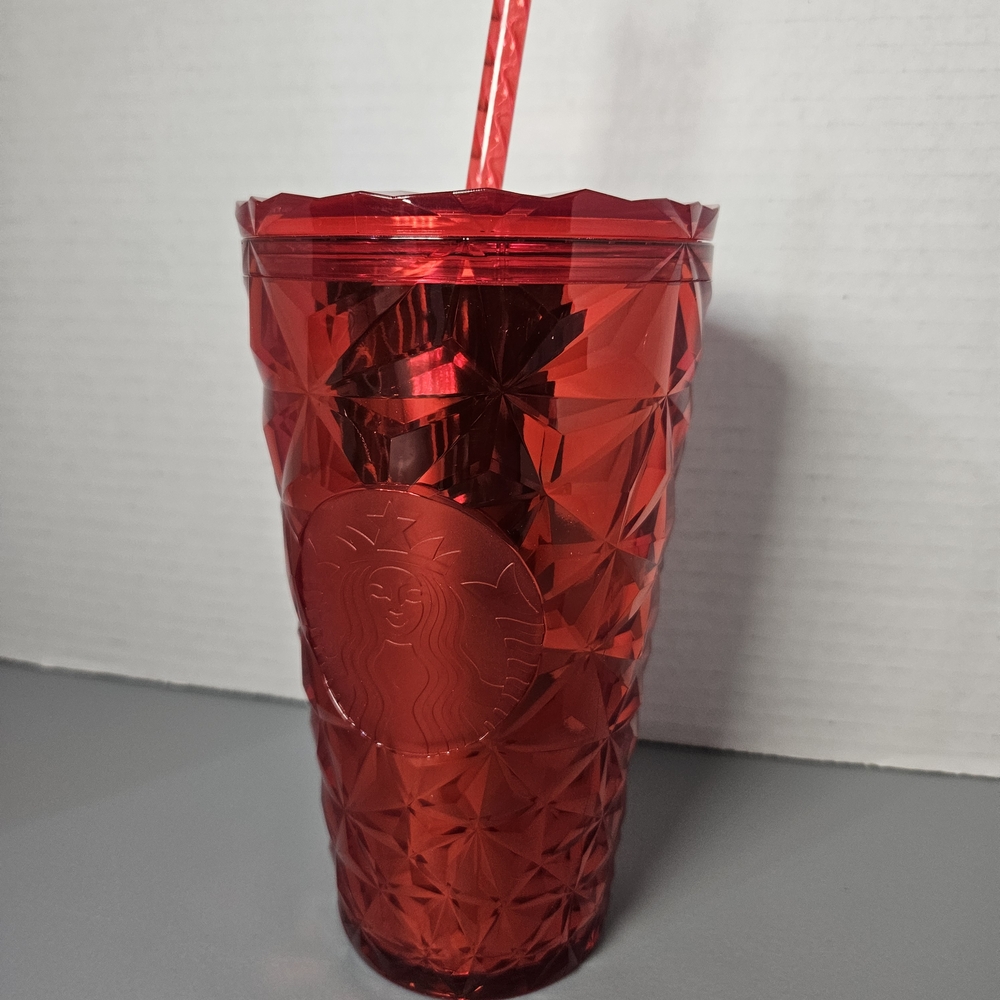 Starbucks Christmas Holiday 2023 Red Diamond Prism Crystal Tumbler 16oz